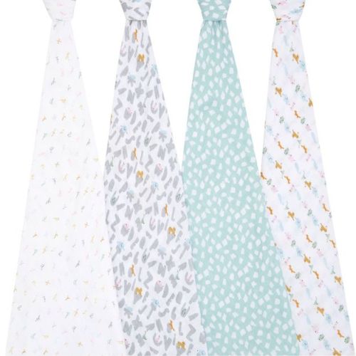 aden + anais essentials 4pk Cotton Muslin Swaddle Blankets - Alphabet Animals