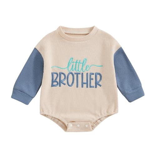 BeQeuewll Fall Toddler Baby Boy Girl Clothes Sister Brother Matching Outfit Letter Print Long Sleeve Sweatshirt Bubble Romper