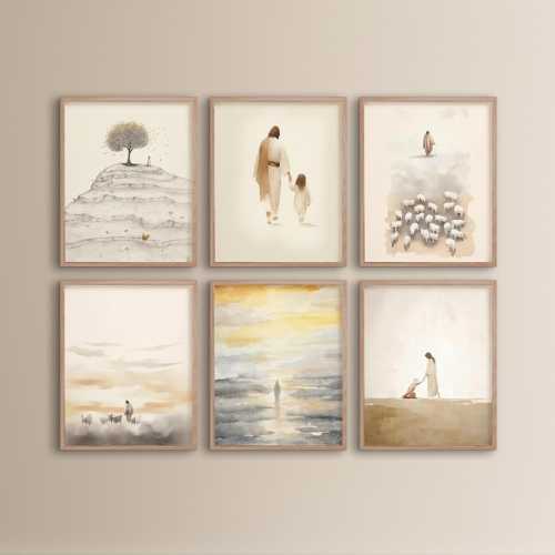 Set of 6 Art Print Modern Christian Wall Art Print Christian Home Decor Unique Christian Gift Bible Wall Art Print | DIGITAL VERSION |