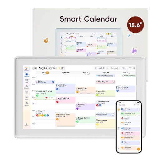 Acpouw 15.6in All-in-One Touchscreen Family Digital Calendar and Chore Chart, Smart Sync Interactive Display & Switchable Digital Photo Frame — Perfect for Organizing Your 2026 Schedule