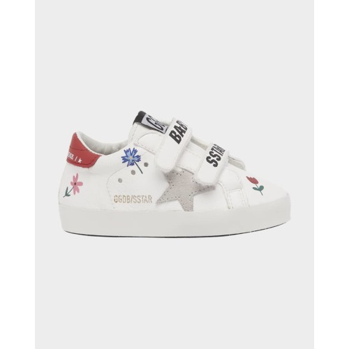 Girl's Golden Goose School Leather Low Top Sneakers, Baby