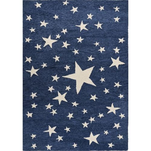 Hand-Tufted Star Wool Area Rug for Kids | Starry Night Design, Soft and Durable and Thick Carpet | Perfect for Living Room, Kids Room, Bedroom & Kitchen (Navy Blue, 5' x 8')