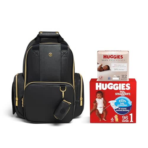 Bundle of Huggies Diaper Bag + Little Snugglers Baby Diapers+ Skin Essentials Baby Wipes