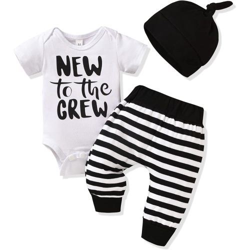 HIHA Preemie Newborn Infant Baby Boys Girls I Am New Here Bodysuit Pant Hat for Unisex Outfits