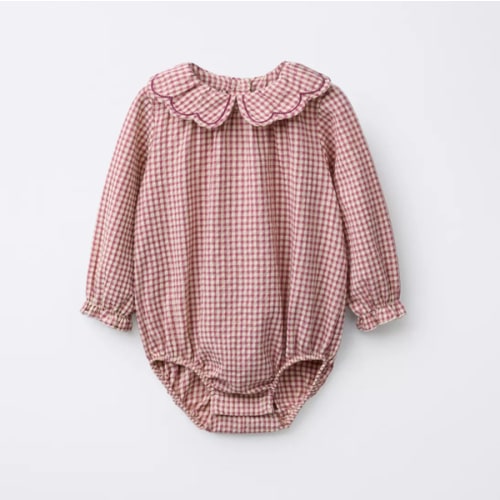 GINGHAM ROMPER - Dark pink | ZARA United States