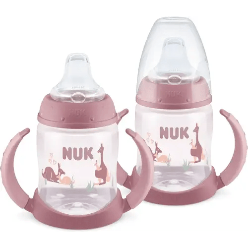 NUK First Choice Learner Cup 2.0, 5 oz. Sippy Cup with Handles, Spill Proof, Leak Proof Soft Straw Cup, 2-pack