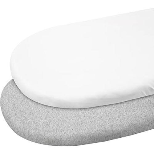 Gllquen Baby Bassinet Sheets 2 Pack, 100% Organic Cotton Bassinet Fitted Sheets for Girls Boys, Soft & Breathable Unisex Baby Mattress Sheet for Standard Bassinets 33"x17"(Grey)
