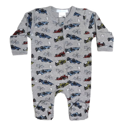 Grey Race Cars Footie