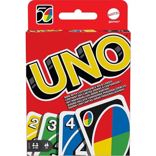 UNO - Classic Colour & Number Matching Card Game - 112 Cards - Customizable & Erasable Wild - Special Action Cards Included - Gift for Kids 7+, W2087