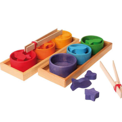 Wooden Rainbow Bowls Sorting Game- Grimms