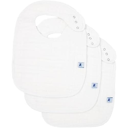 Little Unicorn Premium Classic Bib 3 pack | Adjustable as baby grows | Soft fabric on skin | Great for first time eaters (White)