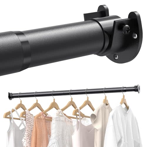 Supforce 2 Pack Closet Rod Heavy Duty, 17-28in Adjuatable Closet Pole Black | Quick & Easy Setup, Support Up to 66 lb, Multiple Sizes Options, 1.3" Metal Closet Rod for Closet Wardrobes Laundry RV
