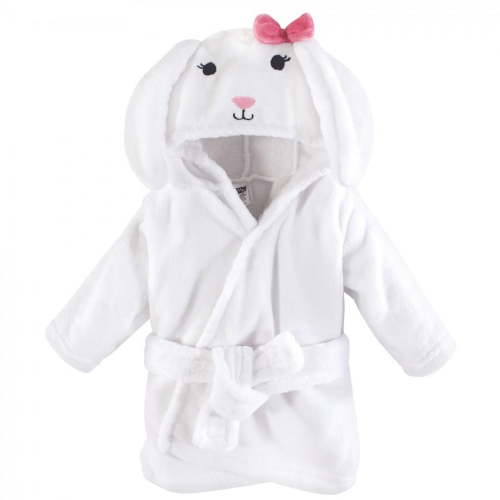 Hudson Baby Infant Plush Animal Face Bathrobe, Bunny, 0-9 Months