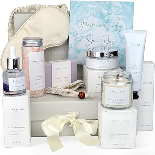 Jasmyn & Greene Luxury Spa Gift Basket for Women - 10 Relaxing Spa Birthday Gifts for Women with Lavender. Bridal Shower Gifts for Woman with Self Care Kit. Get Well Soon Package for Mother Sister.