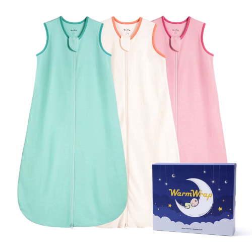 3 Pack-Lightweight Summer Baby Sleep Sack 0-6 Months 100% Cotton Breathable Sleeping Bag 2-Way Zipper Wearable Blanket Toddler Sleep Sack 0.5 Tog