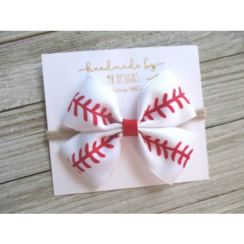 Baseball Baby Bow: Girls Hair Clip or Headband