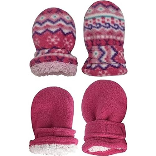 N'Ice Caps Baby Toddler Mittens Kids 2 Pairs Fleece Gloves Winter Warm Sherpa Lined