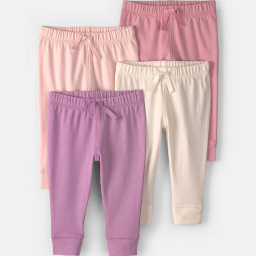 Baby Girl 4-Pack Pull-On Cotton Pants - Pink/Purple | Carter’s Oshkosh Canada