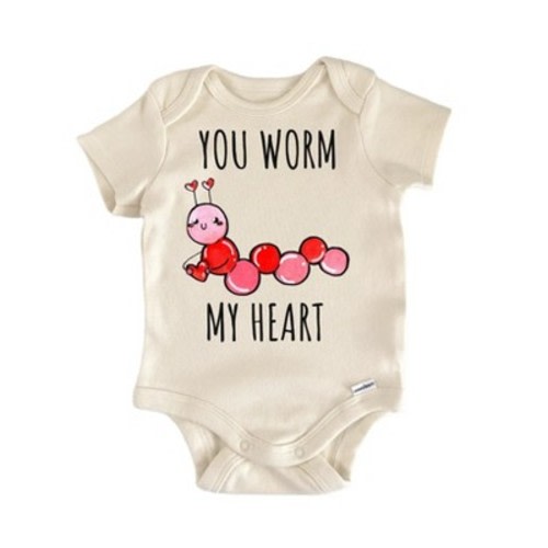Worm My Heart Bug Insect Newborn Gift Baby Bodysuit Natural 3-6 Months