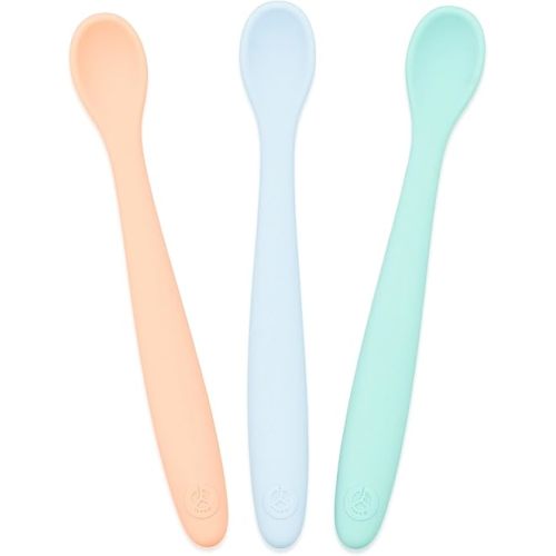WeeSprout Silicone Baby Spoons - First Stage Infant Feeding Utensils With Soft-Tip, Bendable Kitchenware for Parent & Self-Feeding, Ultra-Durable, Dishwasher Safe, Travel Case, Set of 3