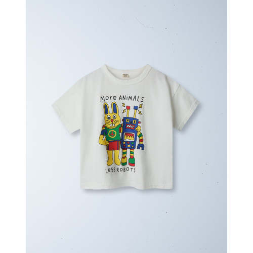 more animals, less robots tee | white