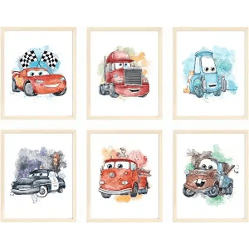 Nistio® Cars Movie Poster Prints, Cars Movie Poster Wall Art Decor, Lightning McQueen, Set of 6, 8x10 inches (Unframed)