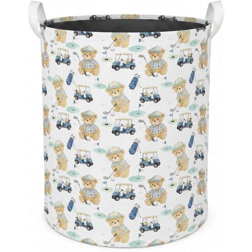 Bear Golf Golfer Laundry Basket with Handles,46L