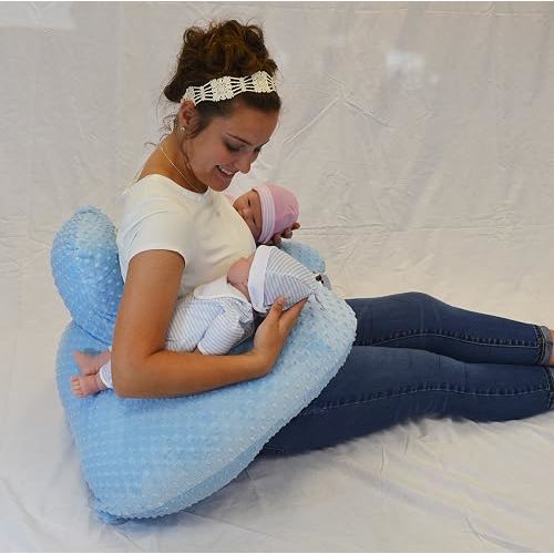 Twin Z Nursing Pillow | Bottle or Breastfeeding | Plus Size Friendly - Blue
