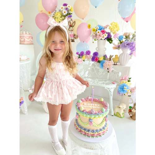 Belle in Bows Baby Girl Pink Cotton Romper