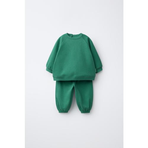 BASIC SWEATSHIRT AND JOGGER PANTS SET - Green | ZARA United States