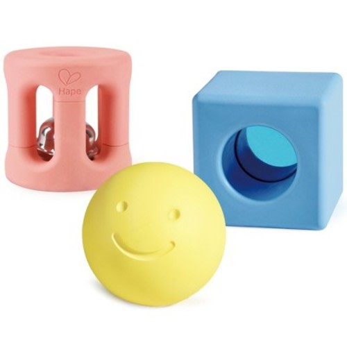 Hape: Geometric Rattle Trio - 3pc Teething & Shake Toy, Infant