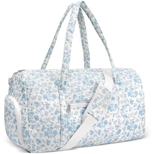 Gym Bag for Women, Cute Duffle Bag, Quilted Duffle Bag for Travel, Floral Duffle Bags, Weekend Bag with Zipper Pocket Dance Bag Organizer