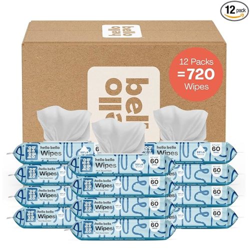 Hello Bello Extra Gentle Unscented Baby Wipes, Plant Based, Made with 99% Water and Aloe for Babies and Kids, 720 Count