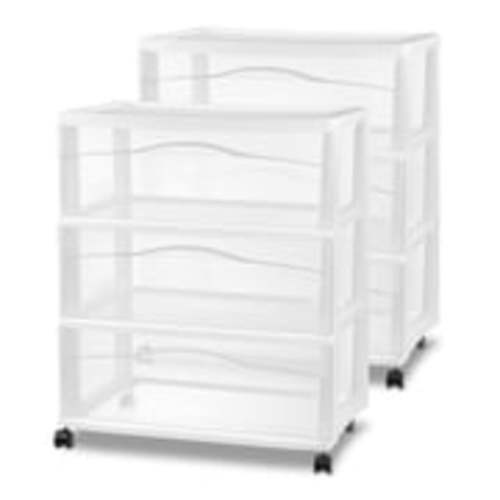 three drawer plastic storage