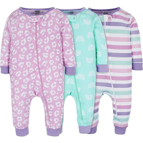 Onesies Brand Baby Girls’ 3-pack Snug Fit One-piece Cotton Pajamas