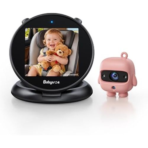 Babyvue Baby Car Camera, Round Fold-Down Monitor for Rear-Facing