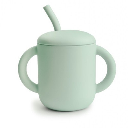 Silicone Training Cup + Straw Cambridge Blue One Size
