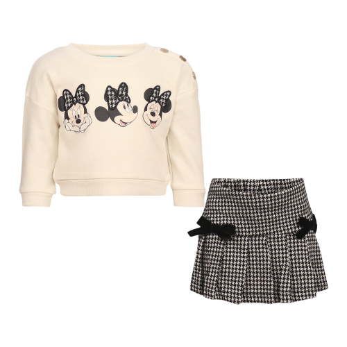 Disney Clothes Minnie Mouse Baby Girls 2-Piece Skirt Set – Long Sleeve Top & Plaid Skirt Outfit Set (12M–24M)