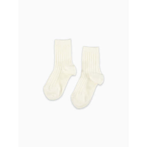 Off White Ribbed Short Kids Socks