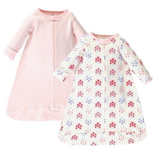 Touched by Nature Baby Girls Organic Cotton Long-Sleeve Wearable Sleeping Bag, Sack, Blanket, Floral Dot, 0-3 Months