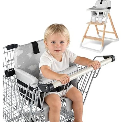 Portable Baby Shopping Cart Seat, High Chair Cover for Outdoor Hygiene and Safety, One-Hand Installation Cart Seat Cover, Comfortable and Supportive Foam-Padded, Grocery Cart Baby Seat