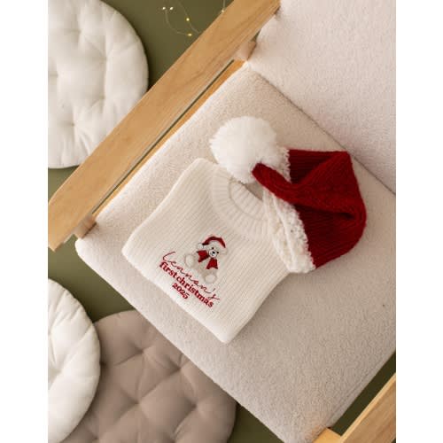 Personalised My First Christmas Baby Knitted Jumper Girls Boys Baby First Christmas Gifts Christmas Tree Embroidered Teddy Bear