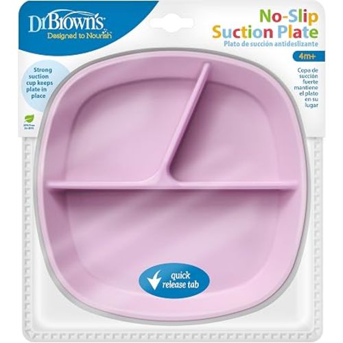 Dr. Brown's No-Slip Divided Suction Plate, Pink, 1-Pack