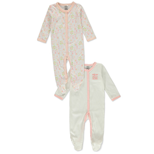 Little Beginnings Baby Girls' 2-Pack Footed Coveralls