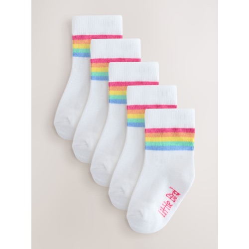Little Bird by Jools Oliver White Pastel Rainbow Stripe Socks Baby 5 Pack