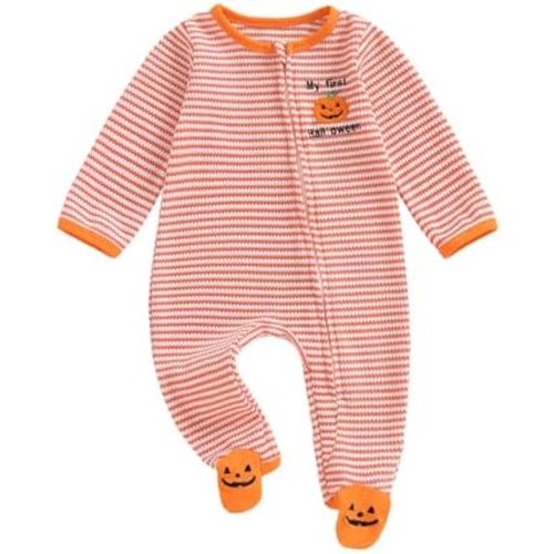 SAYOO Baby Halloween Skeleton Footies Rompers Pumpkin Skull Skeleton Bodysuit Jumpsuit Newborn Boy Girl Halloween Playsuit