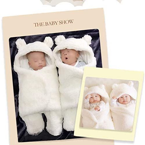 Baby Swaddle Blanket Boys Girls Cute Cotton Plush Receiving Blanket Soft Newborn Sleeping Wraps for Infant 0-6 Months - Milky-white