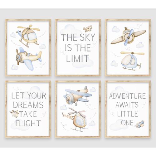 Airplane Nursery Wall Decor, Helicopter Nursery Wall Art, Boy Nursery Decor, Flying Nursery Art, Neutral Nursery, Air Transport Art Prints