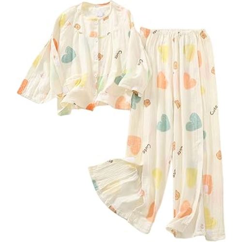 Women's Post Surgery Recovery Pajamas Open Side Disability Sleepwear for Elderly Bedridden Patients Comfortable Nursing Nightwear(Heart Pattern,L)