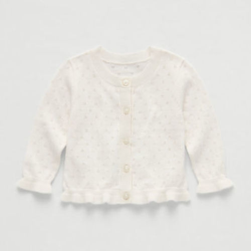 Okie Dokie Baby Girls Crew Neck Long Sleeve Button Cardigan 6M